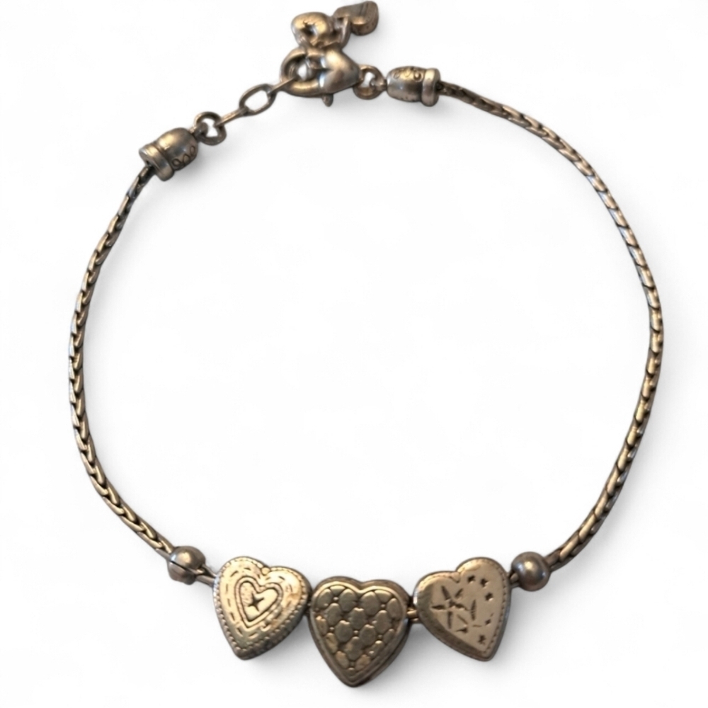 Brighton Silver Tone Heart Charm Anklet